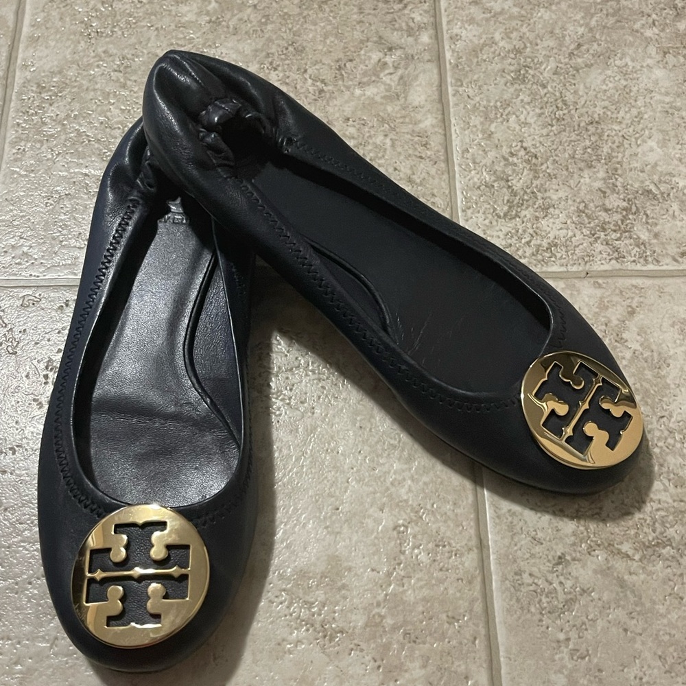 Navy Blue Tory Burch Reva Flats